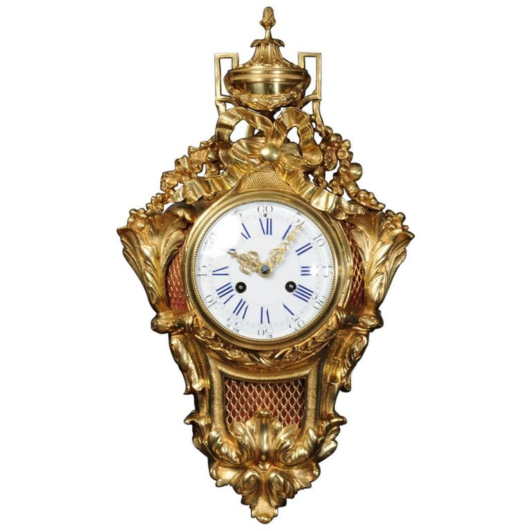 Antique French Gilt Bronze Cartel Wall Clock at 1stDibs antique