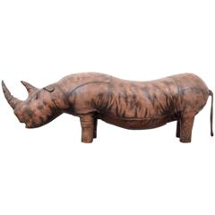Large Leather Rhinoceros Attributed to Abercrombie & Fitch