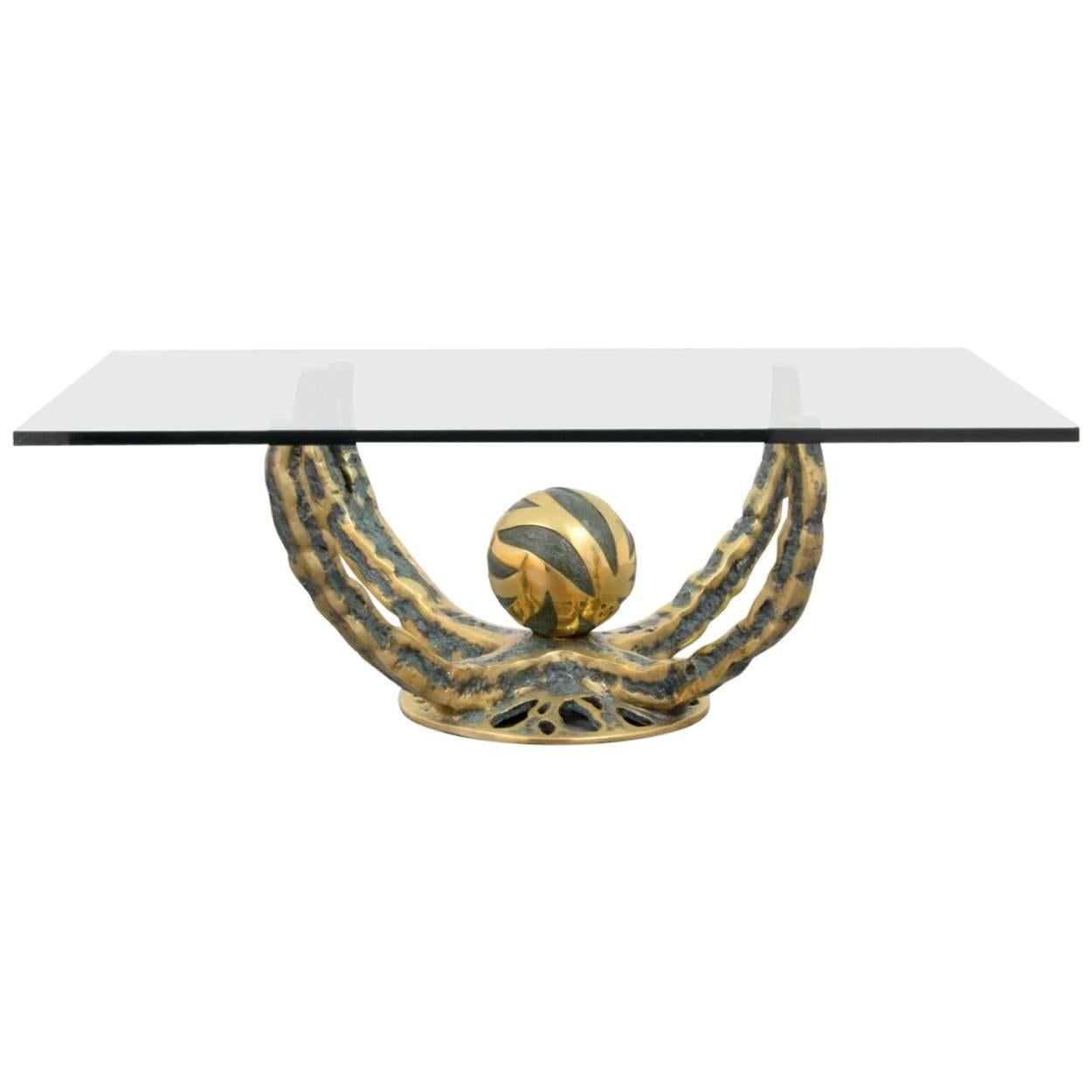 Henri Fernandez Bronze French Coffee Table