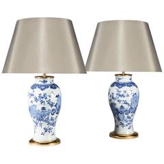 Pair of Chinese Blue and White Vases as Lamps 3