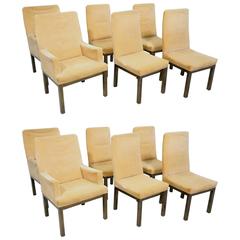 Set of 12 Minimalist Bronze Dining Chairs by Mastercraft 12