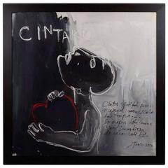 Contemporary Figurative Abstract Painting Titled "Cintaku "/ "My Love"