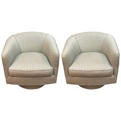 Pair of Milo Baughman Style Swivel Chairs 6
