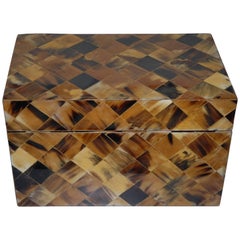 Vintage Late 20th Century Hand-Crafted Wooden Organic Treasure Box  Square Design Inlay