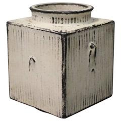 Vintage Square Ceramic Vase in Grey Glaze By Svend Hammershøi for Kähler, 1930s