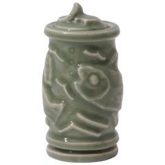 Jais Nielsen Celadon Lidded Jar for Royal Copenhagen, 1926