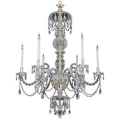 Vintage Fine Quality Six Light Crystal Chandelier in Adam Style