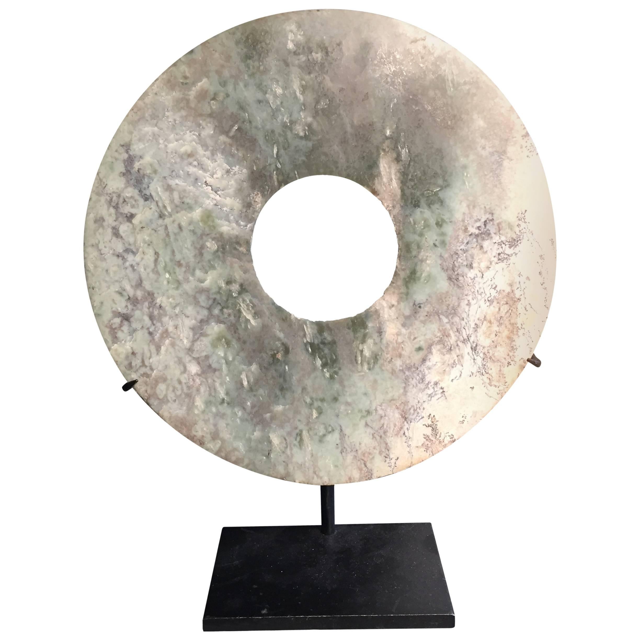 Important Ancient Chinese Heavenly Jade Bi Disc with Cloud Pattern