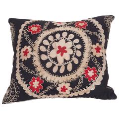 Vintage Pillow Made Out of an Mid-20th Century Uzbek Samarkand Suzani