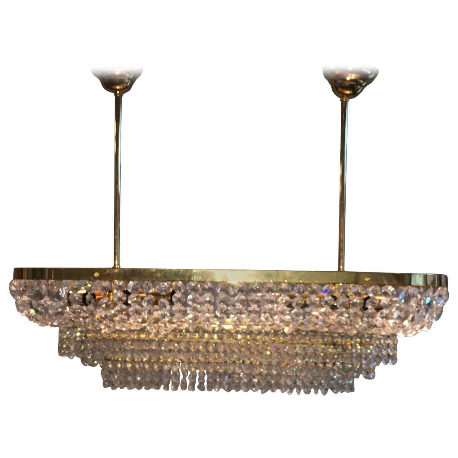 Palwa Crystal Prism Chandelier Mid-Century 1970's Germany For Sale