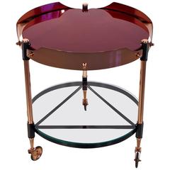 Round Italian Brass, Metal and Glass Tray Table 11
