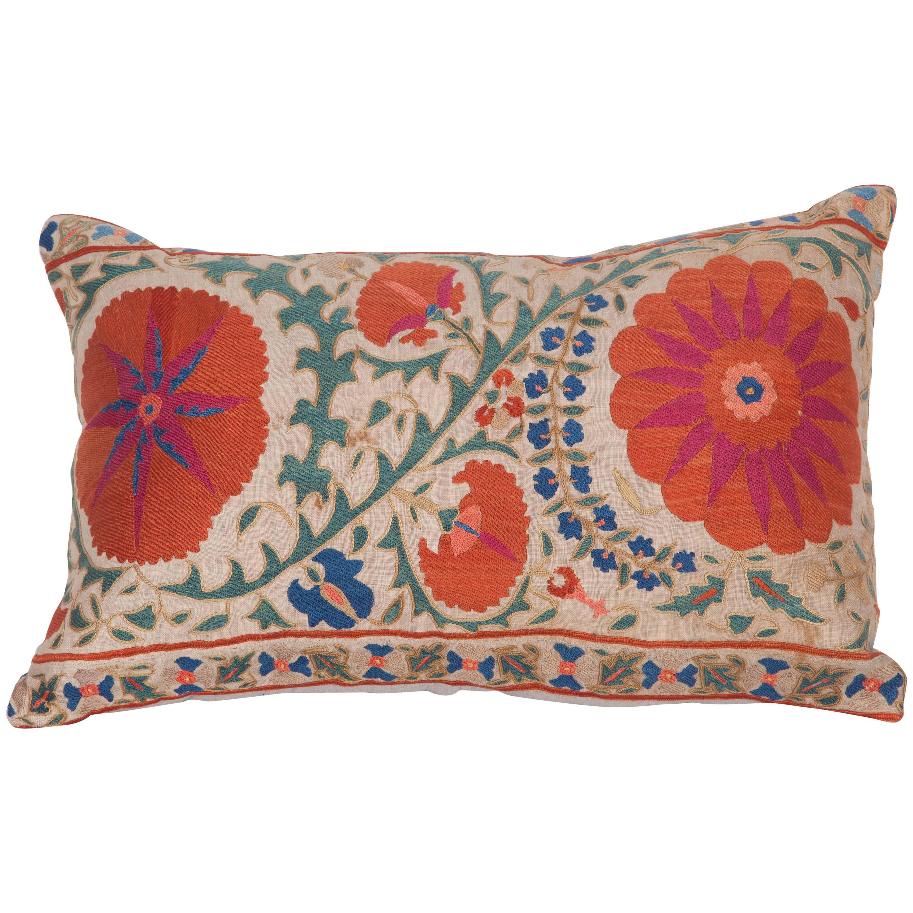 Antique Pillow Made Out of a Mid-19th Century, Uzbek Bukhara Suzani
