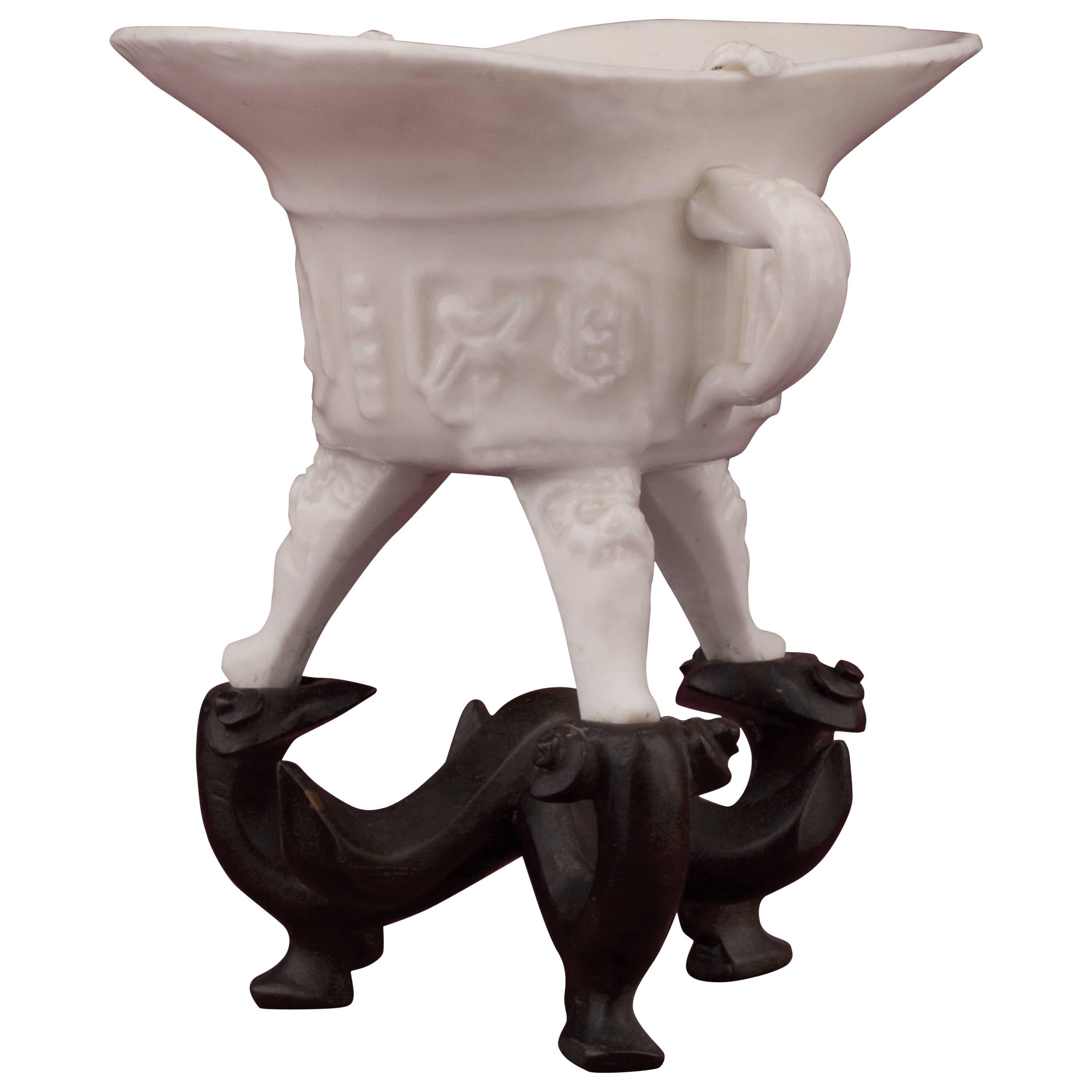 Chinese Blanc De Chine Tripod Libation Cup, 17th Century For Sale
