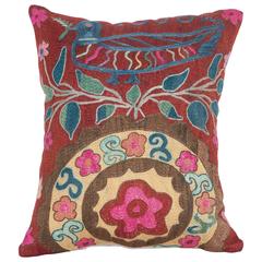 Vintage Pillow Made Out of a 1970s Pishkent Suzani