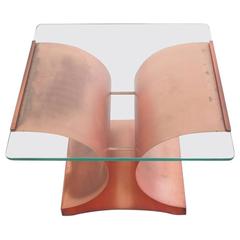 Aged Copper and Glass Coffee or Side Table Attributed to François Monnet 11