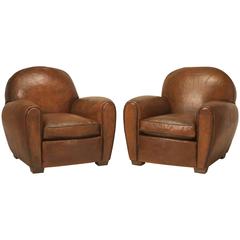 French Leather Club Chairs