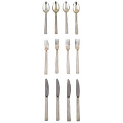 Georg Jensen Bernadotte, Complete Four-Person Cutlery Service, 12 Pieces