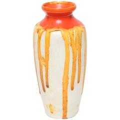 Ceramique de Bruxelles Art Deco Orange and Yellow Drip Vase, Belgium, circa 1920 8