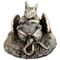 Rat in Silver, Satiated Rat Takes Rest in Apple Core, Unknown Silversmith