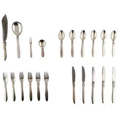 Georg Jensen Sterling Silver 'Cactus' Cutlery Complete Service, 22 Parts