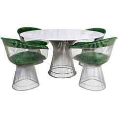 Warren Platner for Knoll Marble Table, Four Chairs, Jack Lenor Larsen Fabric 10