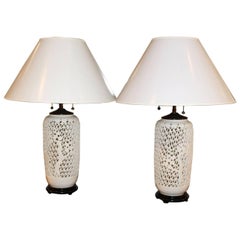 Pair of Late 20th Century Reticulated Lamps