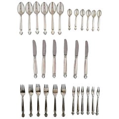 Georg Jensen Sterling Silver 'Acanthus' Cutlery Complete Service, 30 Parts