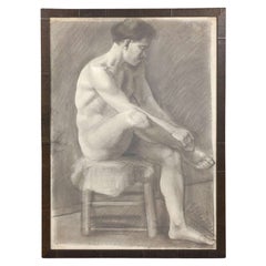 French Charcoal of a Nude, Circa 1910