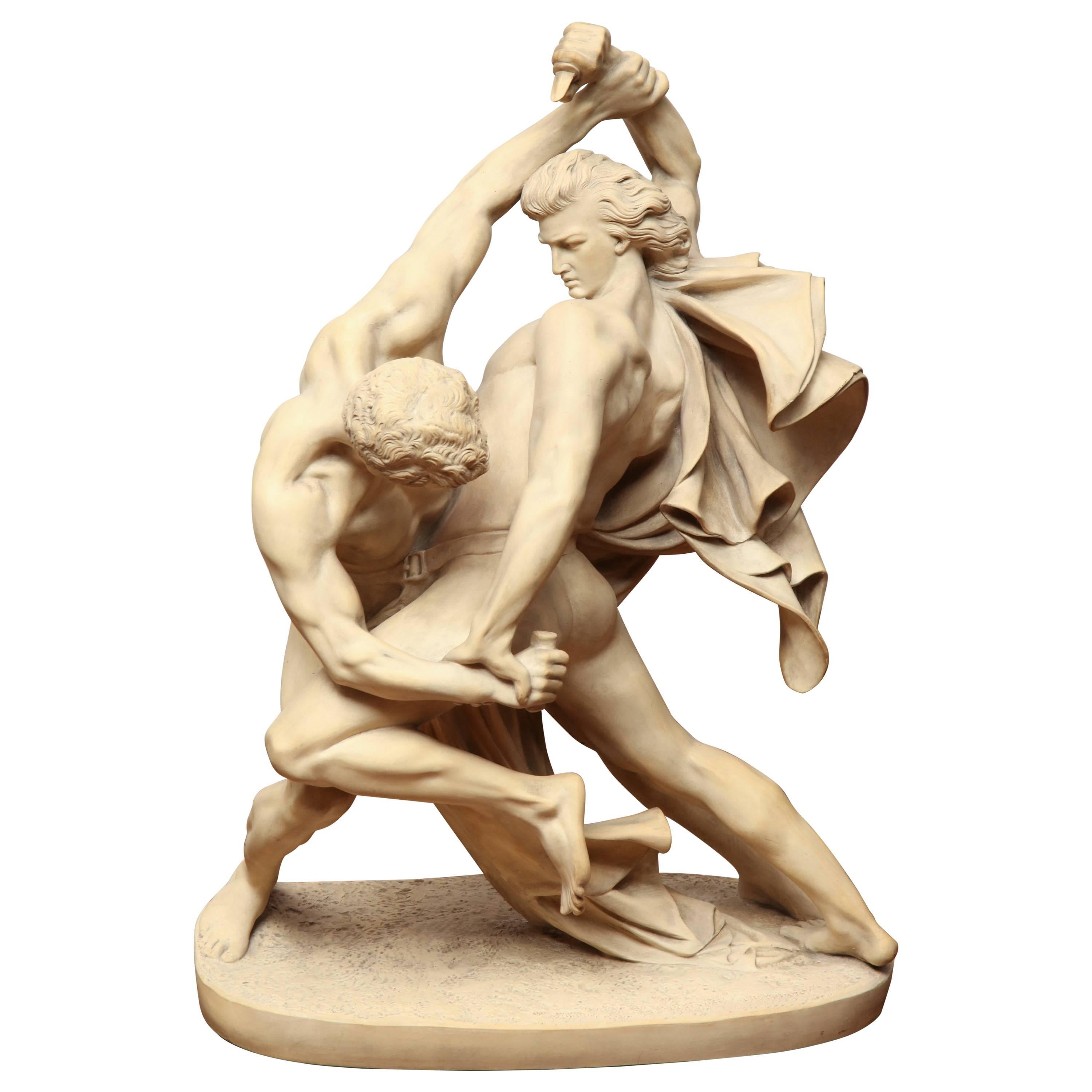 19th Century Terra Cotta Male Figures by Hjorth "The Baeltespaenderne Sculpture"