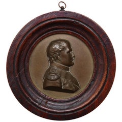 Mid-19th Century Bronze Portrait Plaque of Napoleon in Oak Frame