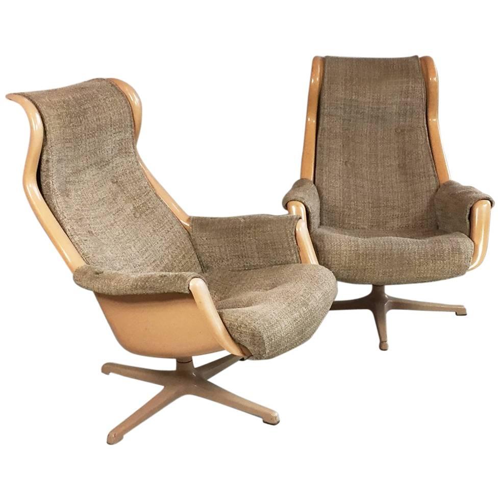 Pair of 1960s Swedish Galaxy Swivel Chairs by Alf Svensson for DUX
