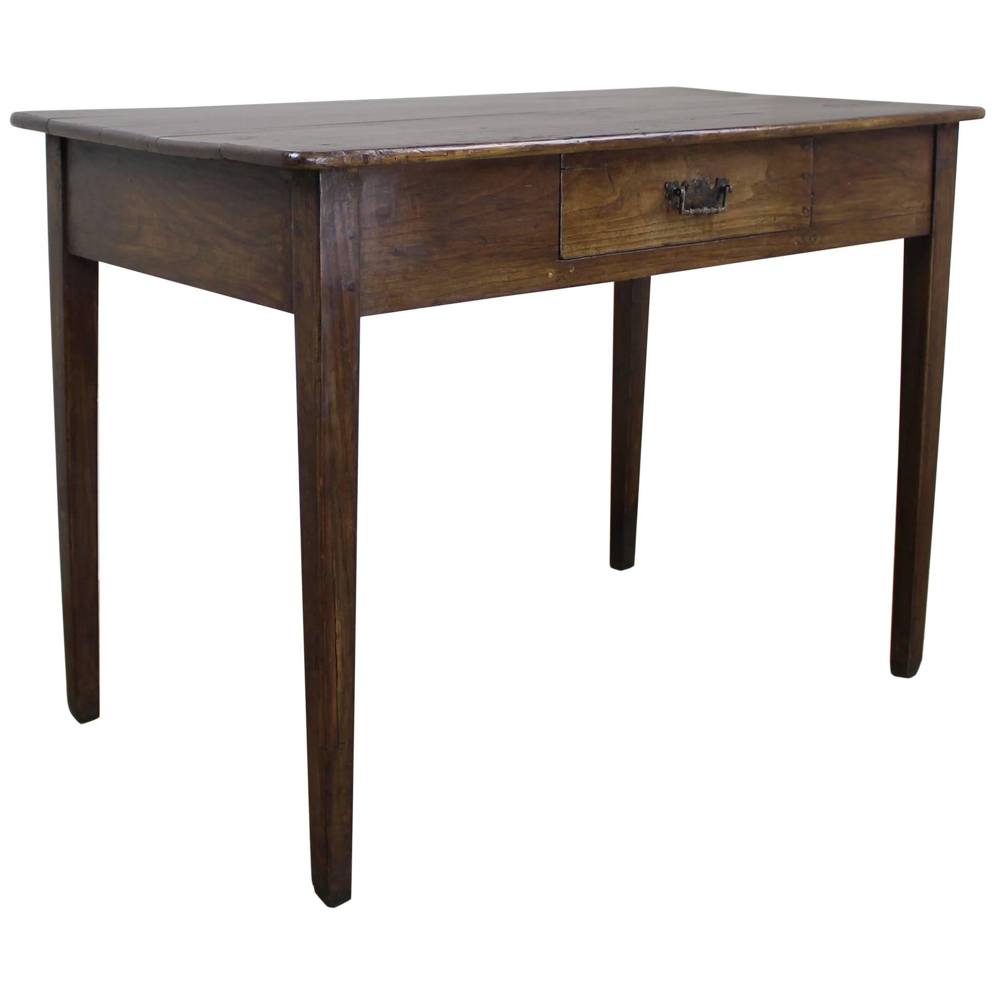 Antique Oak Writing Table with Decorative Drawer Pull
