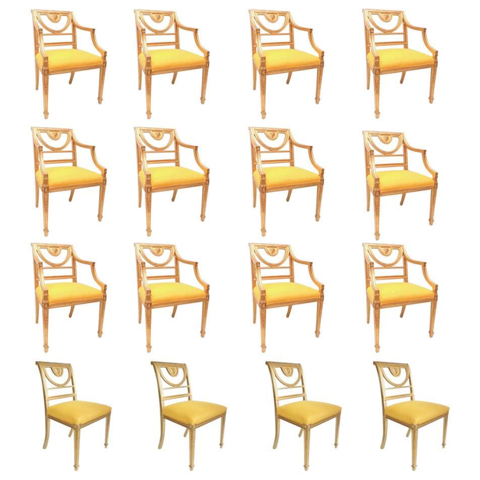 Set of 16 Hollywood Regency Style Dining Chairs ‘12-Arm and Four Side Chairs’