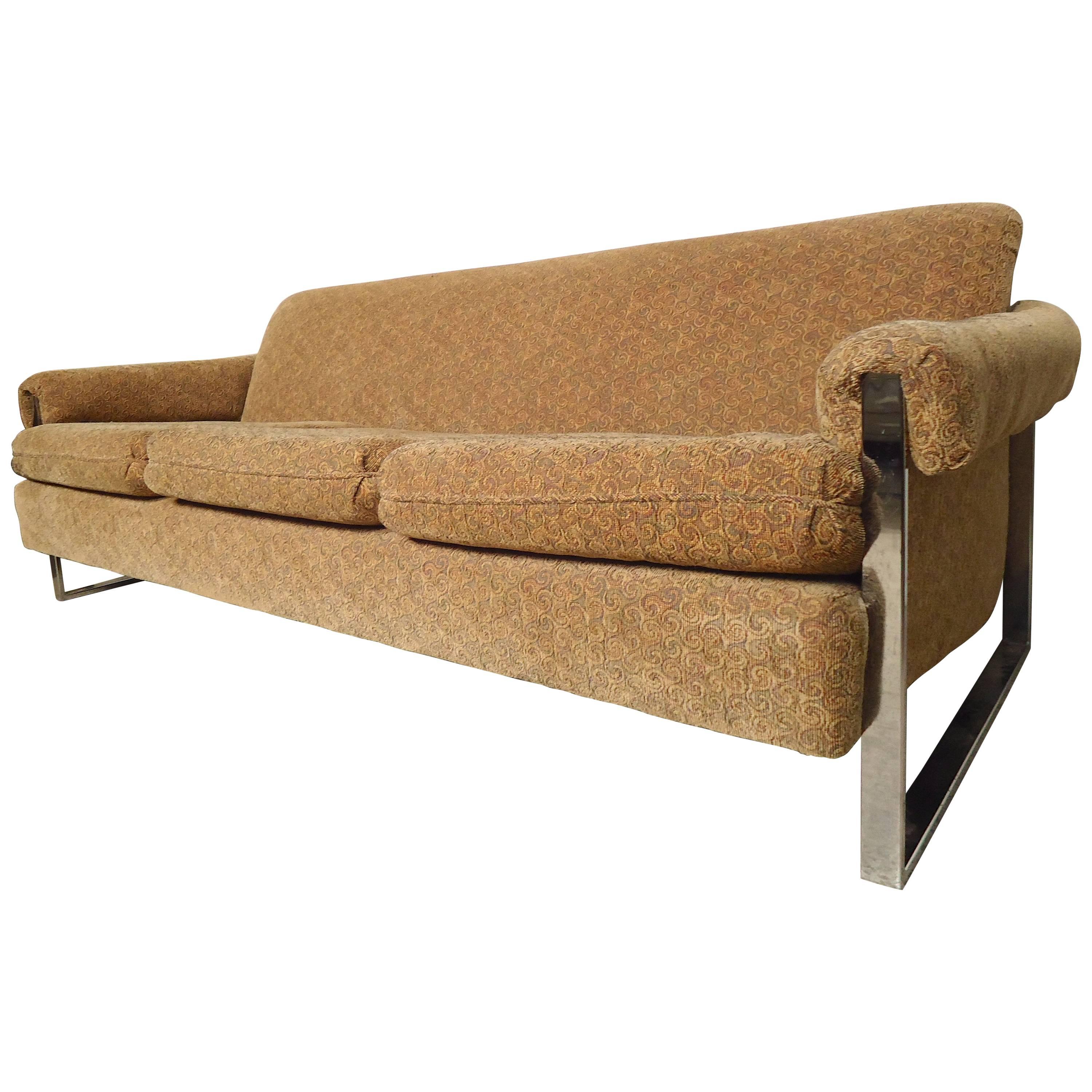 Milo Baughman Inspired Chrome Sofa