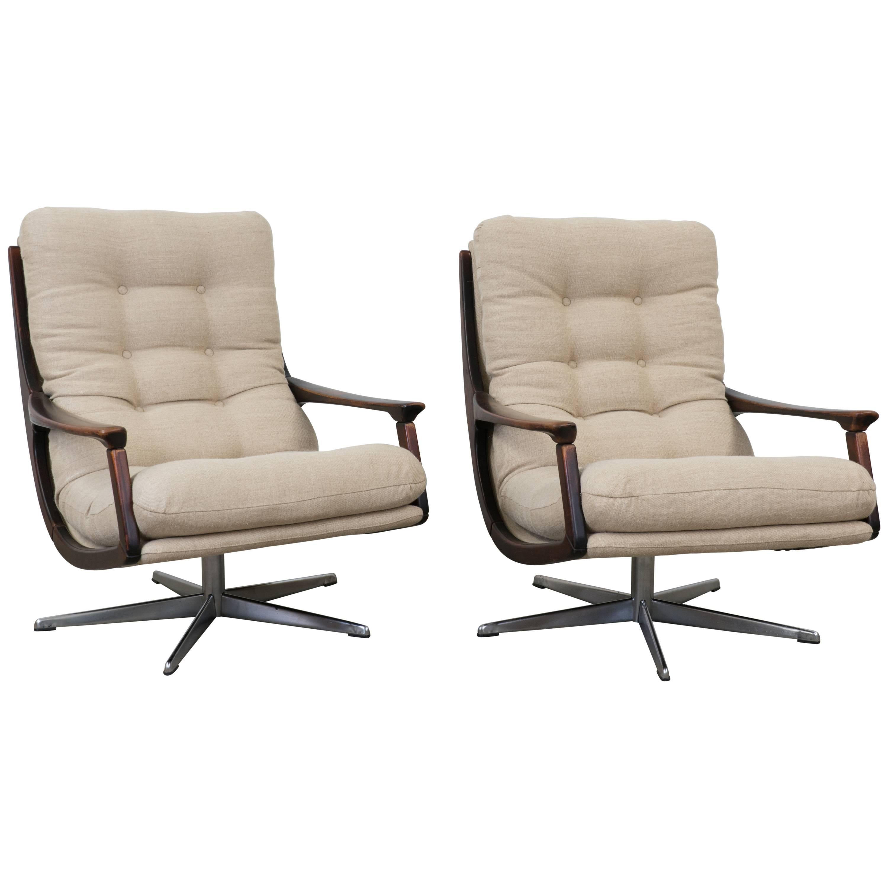 Pair of 1970s Swivel Chairs
