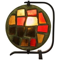 Vintage Mosaic Brutalist Table Lamp from France