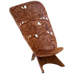 African Duguot Throne Chief Chair Carved Sculpted Animals Free Shipping