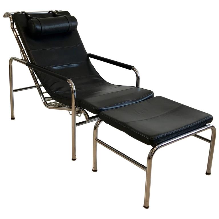 Black Leather And Chrome Genni Chaise Lounge Ottoman Gabriele Black Leather And Chrome Genni Chaise Lounge Ottoman Gabriele Mucchi Italy For