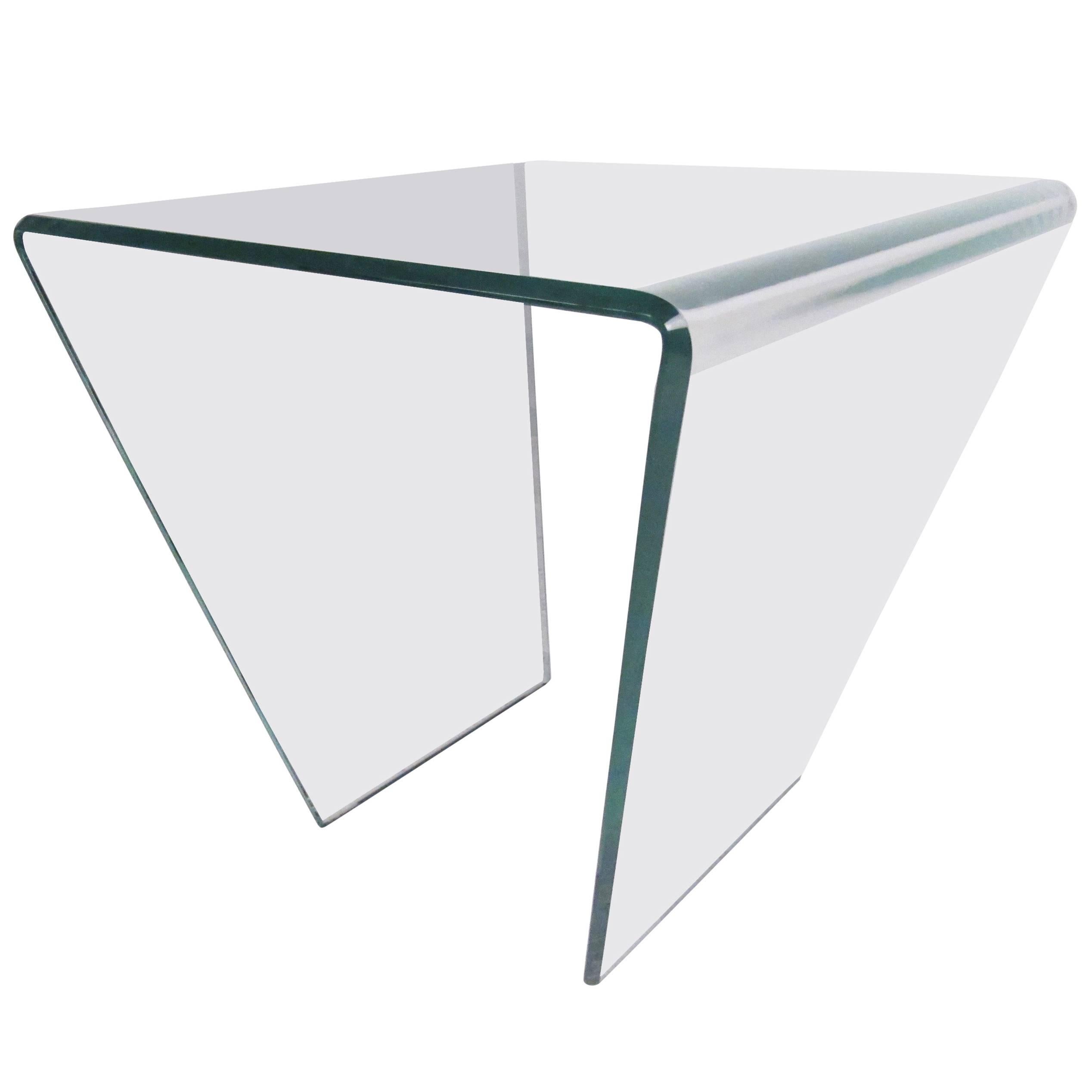 Contemporary Modern Curved Glass End Table