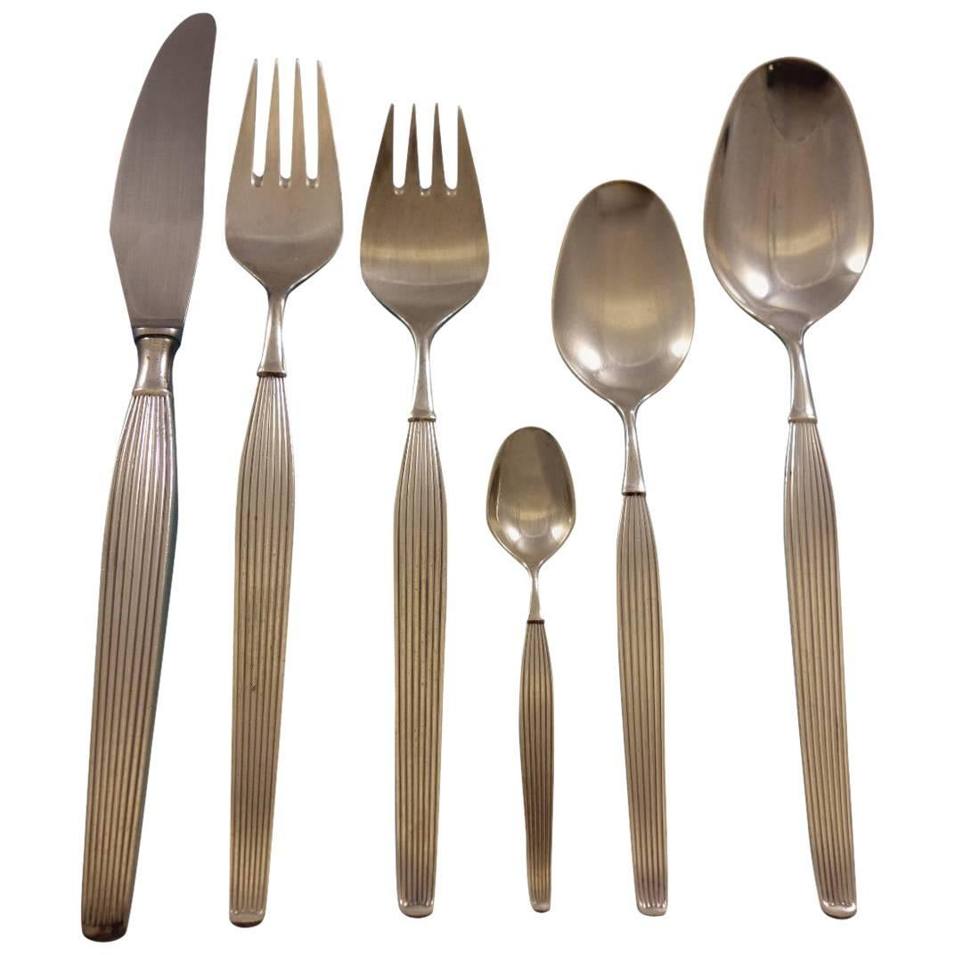 Savoy by Frigast Sterling Silver Flatware Set 12 Service 82 Pieces, Danish For Sale