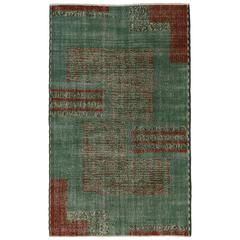 Distressed Vintage Turkish Sivas Rug with Modern Industrial Art Deco Style 7