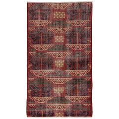 Distressed Vintage Turkish Sivas Rug with Modern Industrial Art Deco Style 5