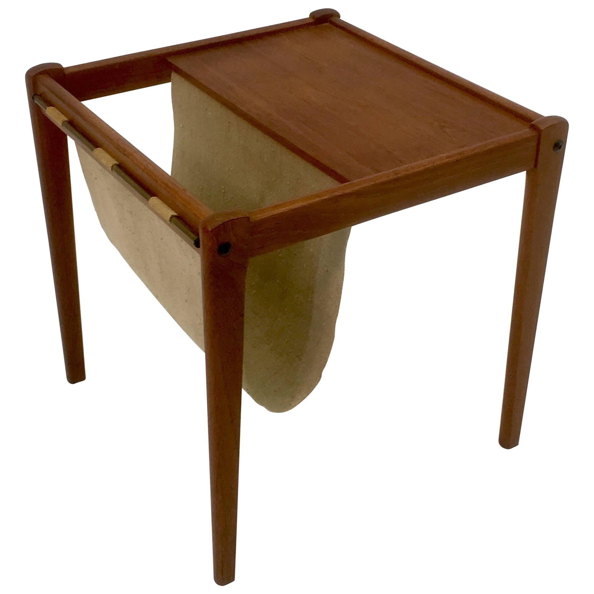 Teak Side Table with Magazine Holder by Furbo