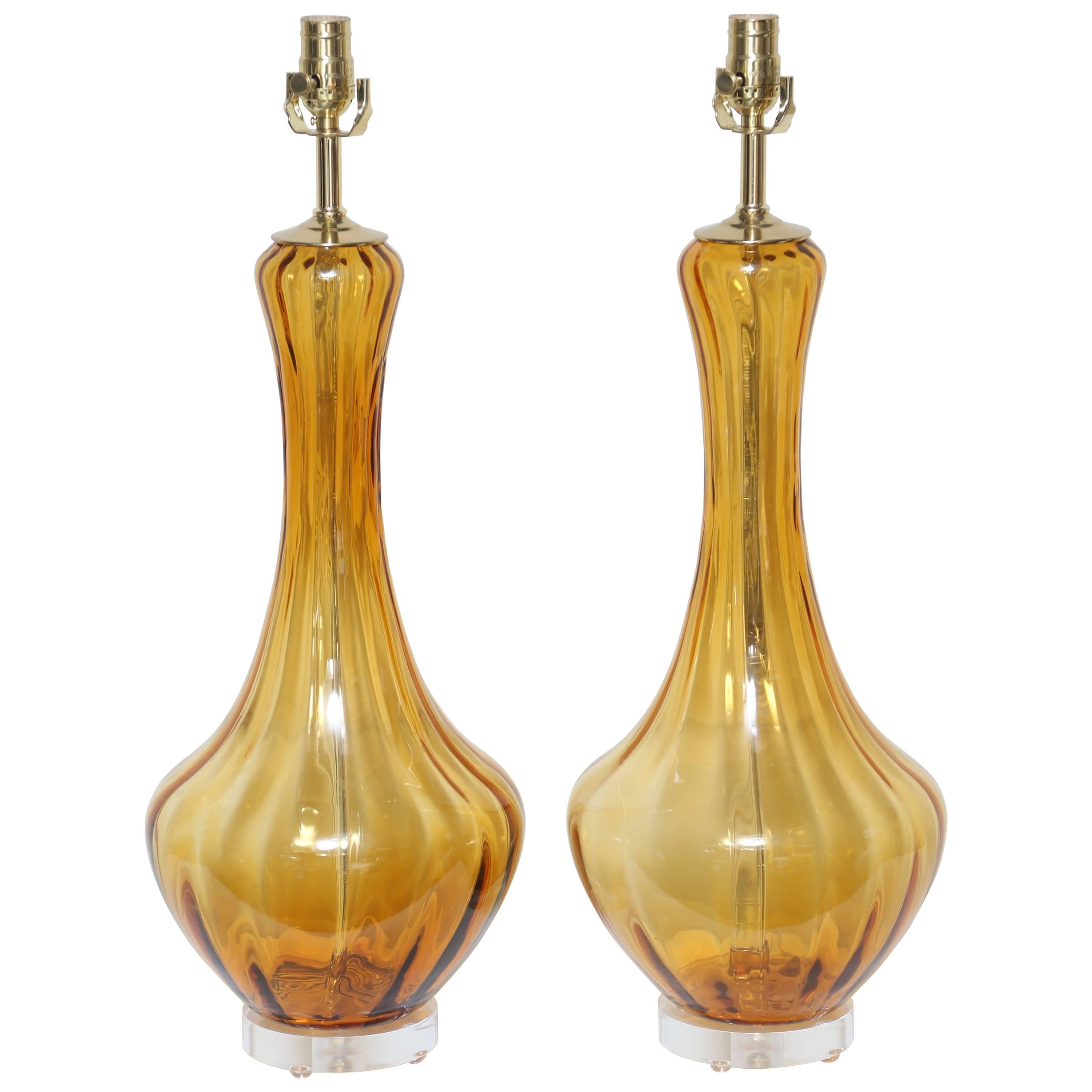 Pair of Vintage Murano "Petticoat" Lamps