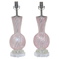 Pair of Barovier & Toso Murano Lamps