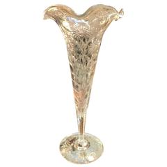 Antique Intaglio Cut Glass Trumpet Vase by Sinclaire