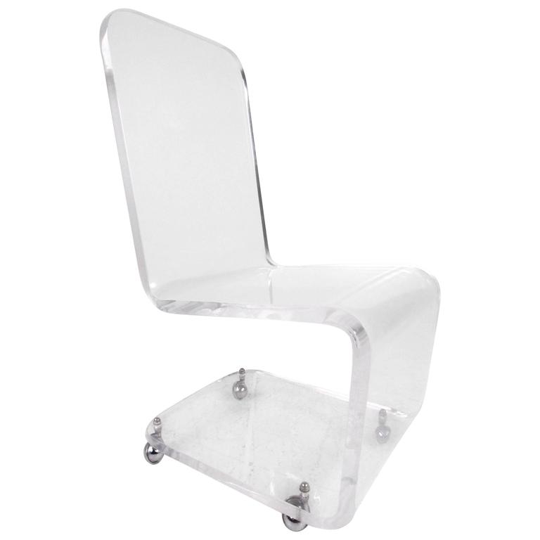 Contemporary Modern Lucite Desk Chair at 1stDibs