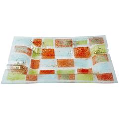 Fused Glass Square Detail Ashtray by Higgins Studio, circa 1950 2