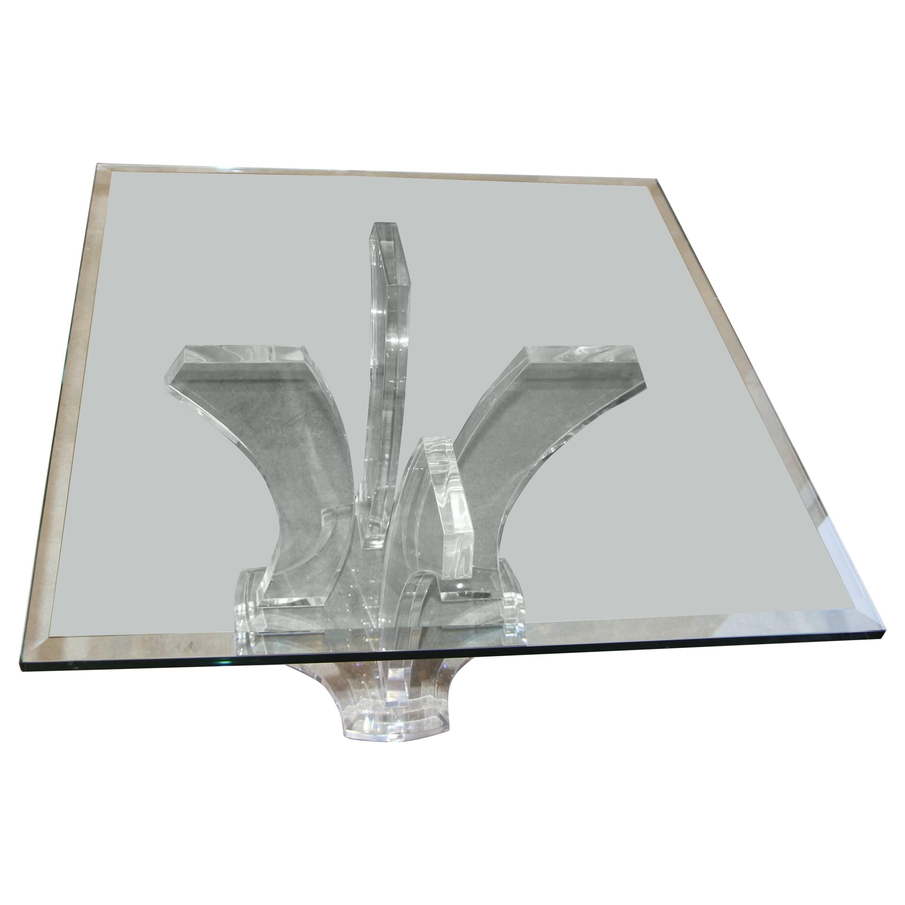 Jeffrey Bigelow Lucite and Glass Coffee Table