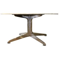 Unusual Solid Aluminium Base Table with a Carrara Marble Top